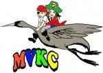 The Monte Vista Kids Connection is a playful logo that features two children dressed as pirates riding on the back of a crane with the colorful letters "MVKC" underneath.